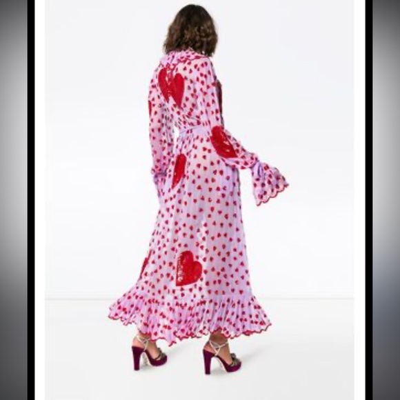 NWOT $2,250 Ashish Valentine Heart embroidered Sequin Organza Wrap Dress in Pink - Picture 9 of 14